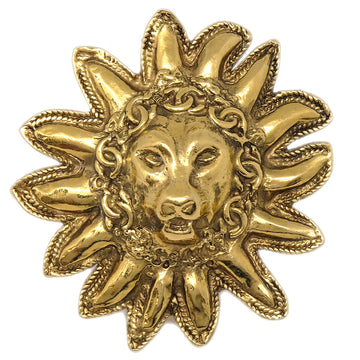 CHANEL Lion Brooch Pin Gold 1133 141339