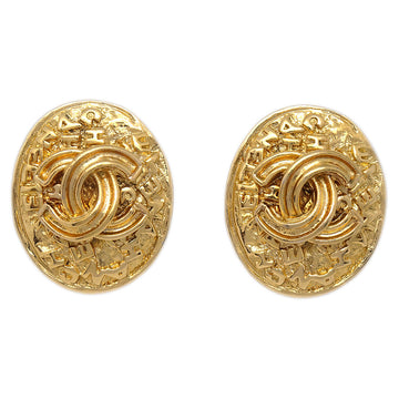 CHANEL Oval Earrings Gold Clip-On 95A 141169