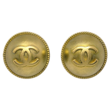 CHANEL Button Earrings Gold Clip-On 94A 141175