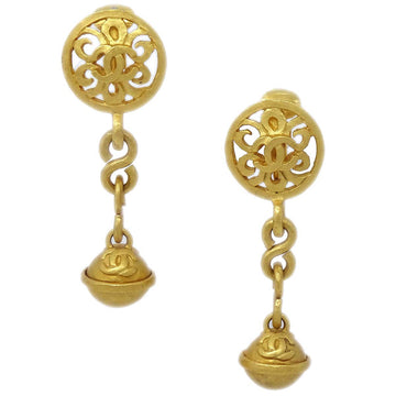 CHANEL Bell Dangle Earrings Clip-On Gold 96P 141335