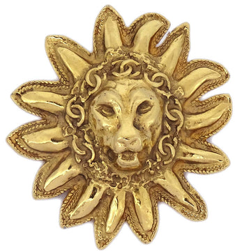 CHANEL Lion Brooch Pin Gold 141338