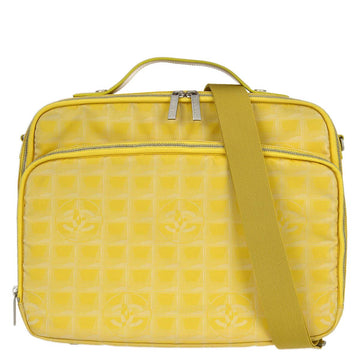 CHANEL 2001-2003 Yellow Jacquard Nylon New Travel Line Handbag 151450