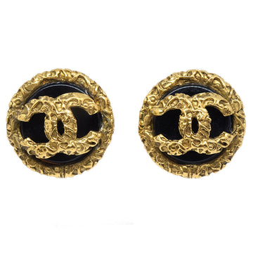CHANEL Button Earrings Clip-On Gold 93P 121304