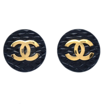 CHANEL Quilted Black & Gold Earrings 131519