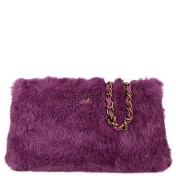 CHANEL 2000-2001 Purple Fur Chain Shoulder Bag 151258