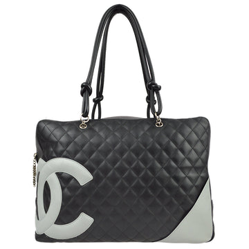 CHANEL 2004-2005 Black Calfskin Cambon Ligne Handbag 141094