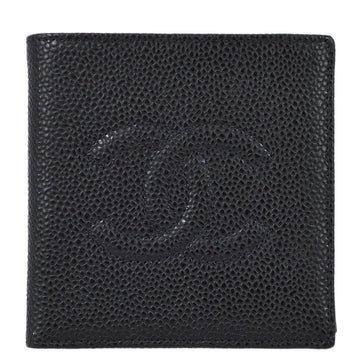 CHANEL 2000-2002 Black Caviar Bifold Wallet Purse 131499