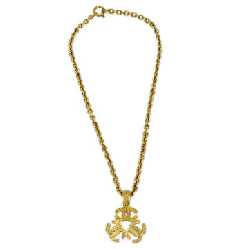 CHANEL Triple CC Chain Pendant Necklace Gold 94A 151187