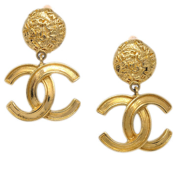 CHANEL CC Dangle Earrings Clip-On Gold 95A 151189