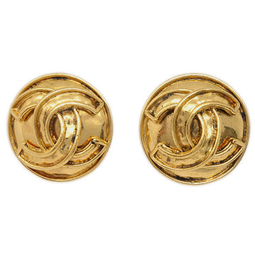 CHANEL Button Earrings Clip-On Gold 94P 151190
