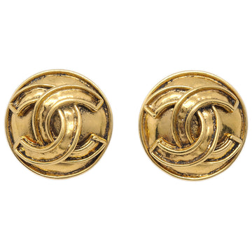 CHANEL Button Earrings Clip-On Gold 94P 151381