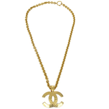 CHANEL Quilted Charm Gold Chain Pendant Necklace Accessories 94A 50375