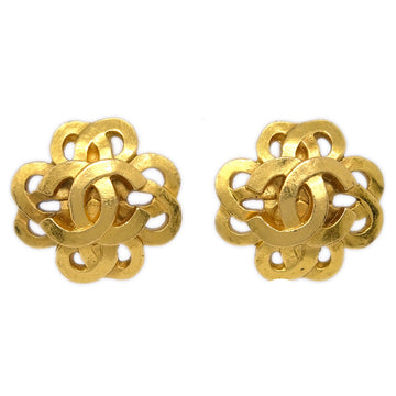 CHANEL Flower Earrings Clip-On Gold 97P 122213
