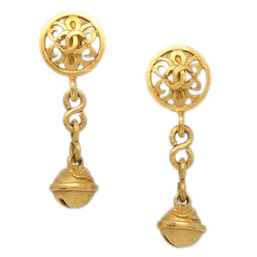 CHANEL Bell Dangle Earrings Clip-On Gold 95P 131591