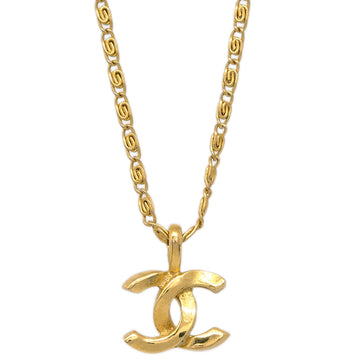 CHANEL Mini CC Chain Pendant Necklace Gold 1982 142155