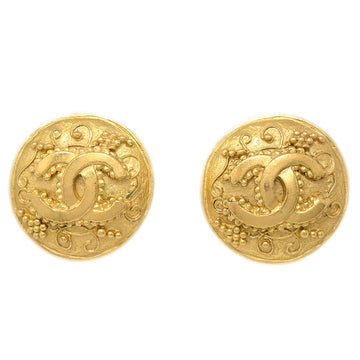 CHANEL Button Earrings Clip-On Gold 96A 122172