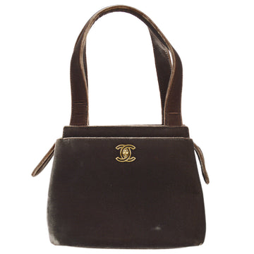 CHANEL Brown Velvet Handbag 112154