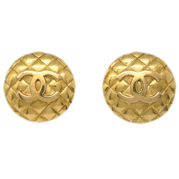 CHANEL Button Earrings Clip-On Gold 2400 112492