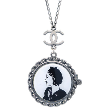 CHANEL Mademoiselle Chain Pendant Necklace Silver 03P 131840