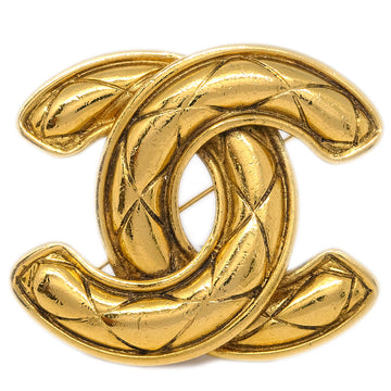 CHANEL Quilted CC Brooch Pin Gold 1152 112549