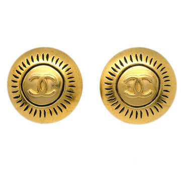 CHANEL Button Earrings Gold Clip-On 96C 142102