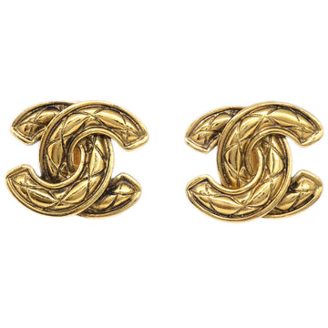 CHANEL Quilted Earrings Clip-On Gold 2459 142121