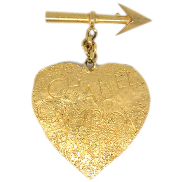 CHANEL Bow And Arrow Heart Brooch Gold 93P 142129