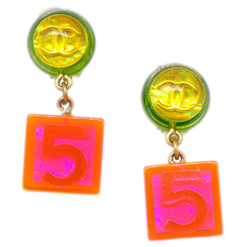 CHANEL Lucite Earrings Clip-On Multicolor 142216