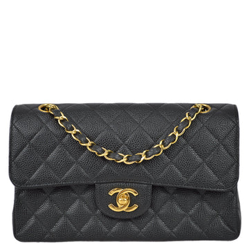 CHANEL Black Caviar Small Classic Double Flap Shoulder Bag 151180