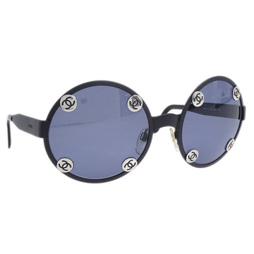 CHANEL Black Round Sunglasses Eyewear 112530