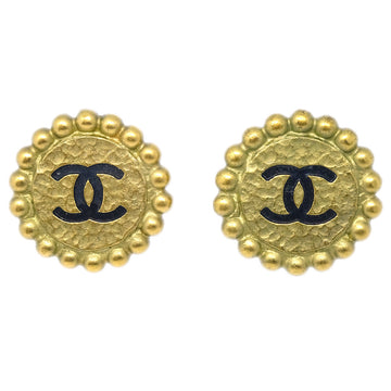 CHANEL Button Earrings Gold Clip-On 95P 142110
