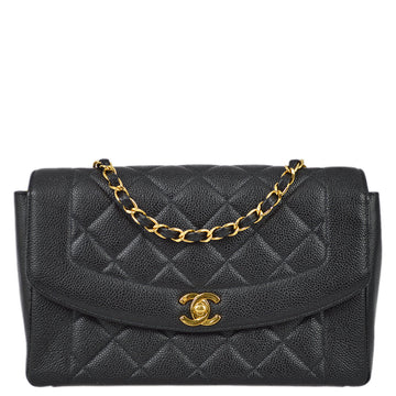 CHANEL Black Caviar Medium Tall Diana Shoulder Bag 123289