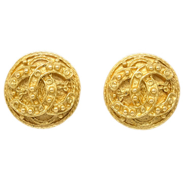 CHANEL Button Earrings Clip-On Gold 94A 112323