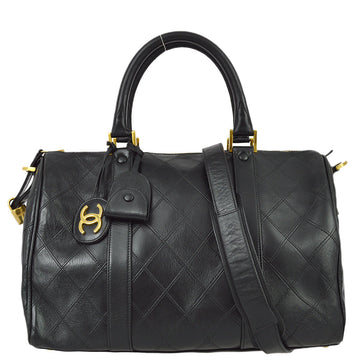CHANEL Black Lambskin Bicolore 2way Shoulder Handbag 121740