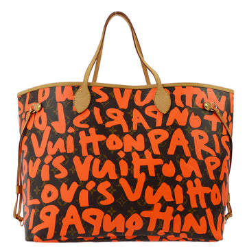 LOUIS VUITTON 2009 Orange Monogram Graffiti Neverfull GM Tote M93702 113383