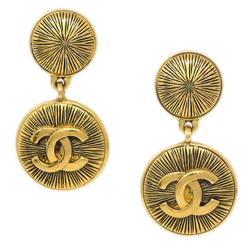 CHANEL Dangle Earrings Clip-On Gold 113280