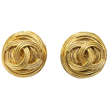 CHANEL Button Earrings Clip-On Gold 94A 113281