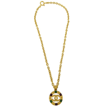 CHANEL Gripoix Gold Chain Pendant Necklace 94A 113286
