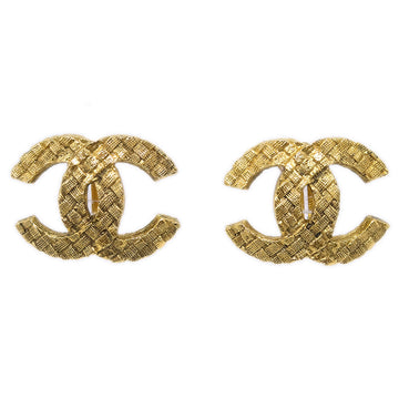 CHANEL CC Quilted Earrings Clip-On Gold 2913 113287