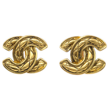 CHANEL CC Quilted Earrings Clip-On Gold 2459 113301
