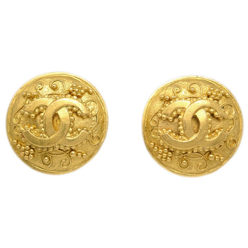 CHANEL Button Earrings Clip-On Gold 96A 123222