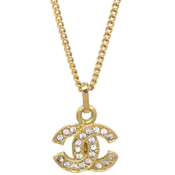 CHANEL CC Chain Pendant Necklace Gold Rhinestone 3311 132323