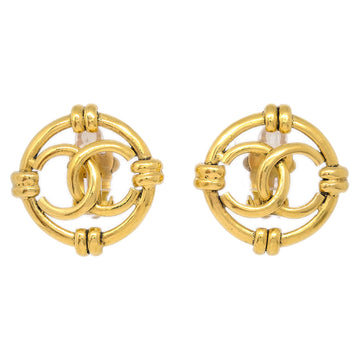 CHANEL Gold Button Earrings Clip-On 94A 123055