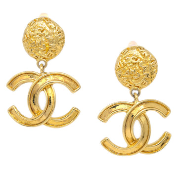 CHANEL Gold Dangle Earrings Clip-On 95A 123226