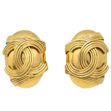 CHANEL Gold Oval Earrings Clip-On 94A 123227
