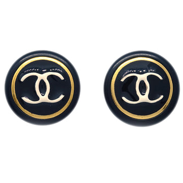 CHANEL Black Button Earrings Clip-On 97A 123259