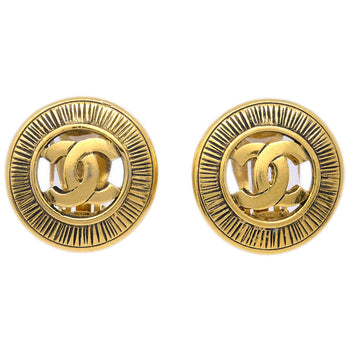 CHANEL Gold Button Earrings Clip-On 123271
