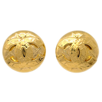 CHANEL Button Earrings Clip-On Gold 94P 123274