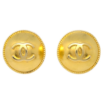 CHANEL Gold Button Earrings Clip-On 95P 132736