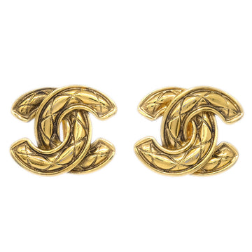 CHANEL Gold CC Earrings Clip-On 2459 132744